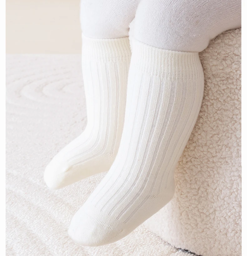 3 Paar Thermosocken für Babys, mittelhohe Socken, Winter, dickes Fleece, Socken für Kleinkinder, gerippte, einfarbige Socken für Neugeborene. – Detail 1