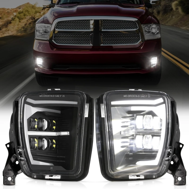 

Car LED Fog Lamp Bumper Driving Lamps Replacement Assembly for Dodge Ram 1500 2013-2018 68104821AC 68104820AC