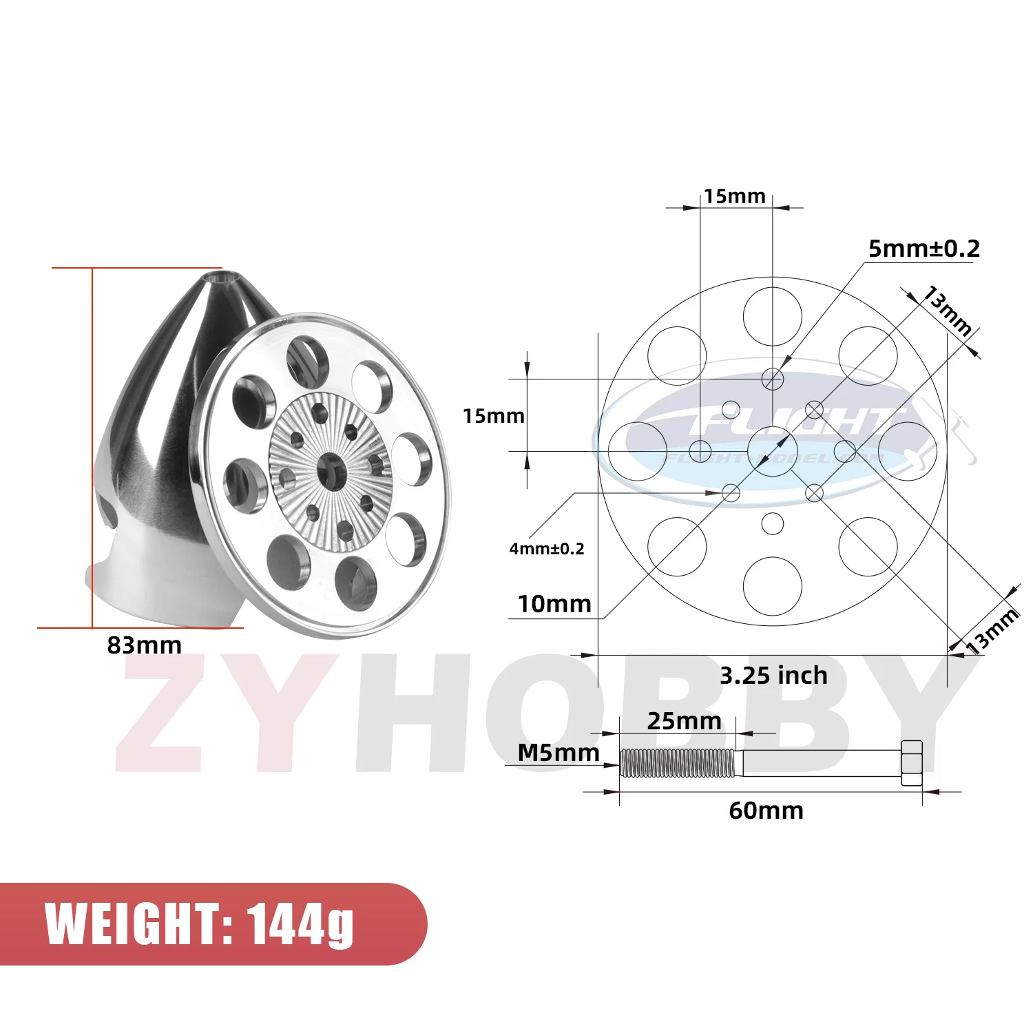 CNC Aluminum RC Spinner 3.25\