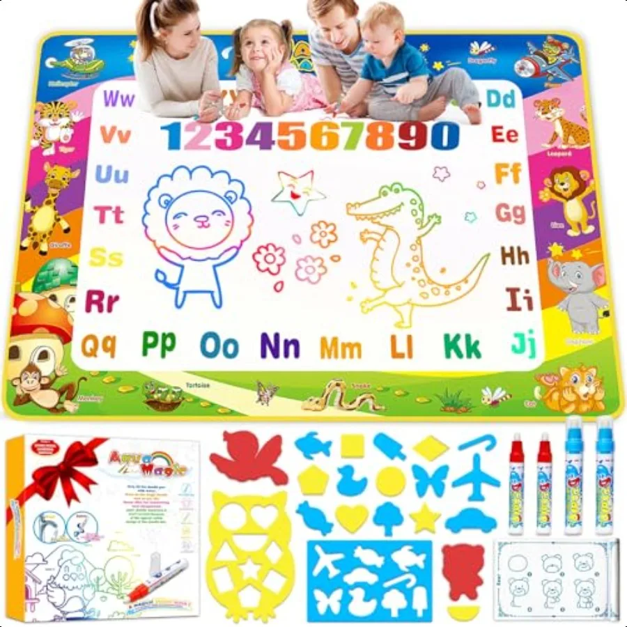 

Toddler Toys Water Doodle Mat: 40 X 30 Inch M Free Coloring Drawing Instant Drying Mat Learning Toys for Girls Age 35 Home Educ