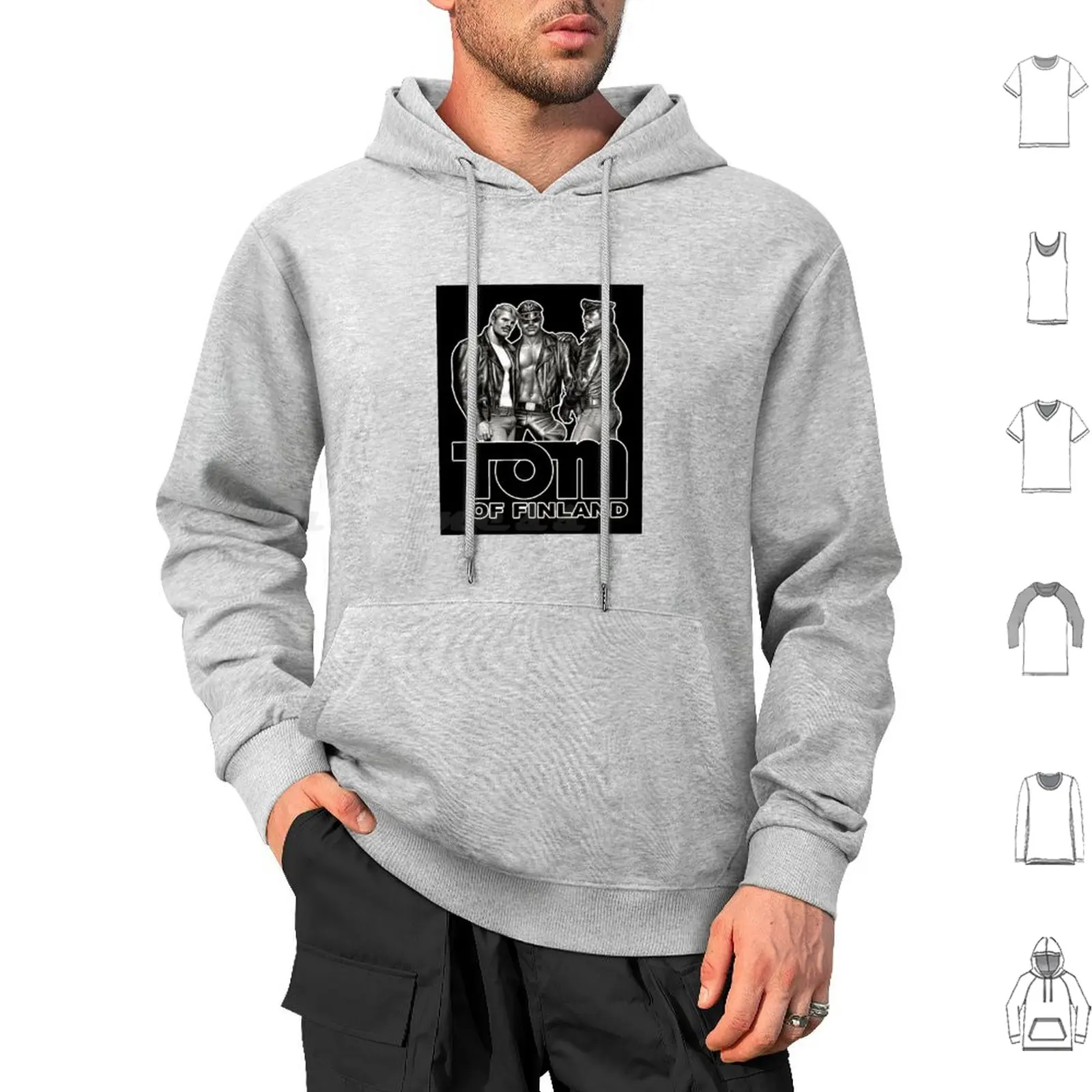 Tom Of Finland-Kink Vr2 (blanco y negro), de Manga larga Sudadera con capucha, Bara Yaoi, Anime, Manga, gimnasio, arte Queer, parte inferior muscular