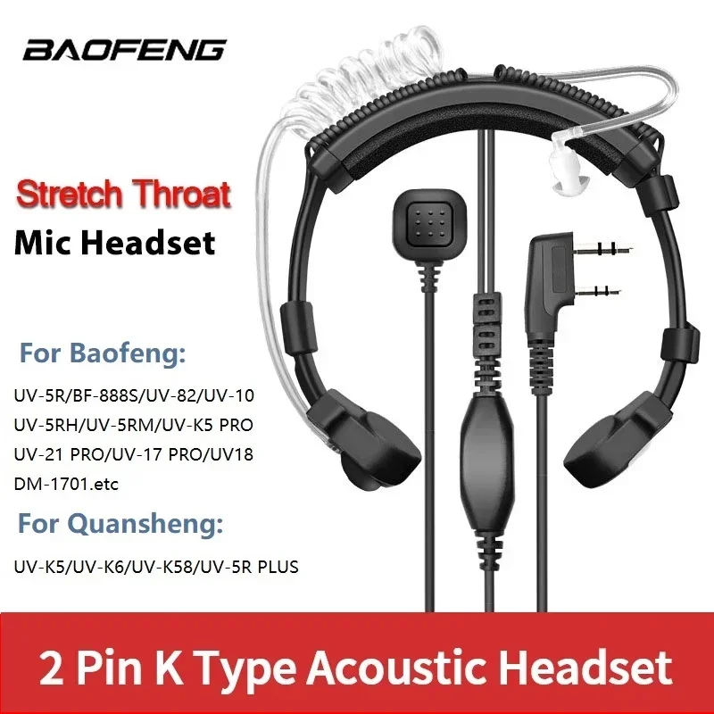 

Extendable Adjustable Acoustic Throat MIC PTT headphone Headset For Baofeng UV-5R BF-888S UV-21 PRO Quansheng UV K5 K6
