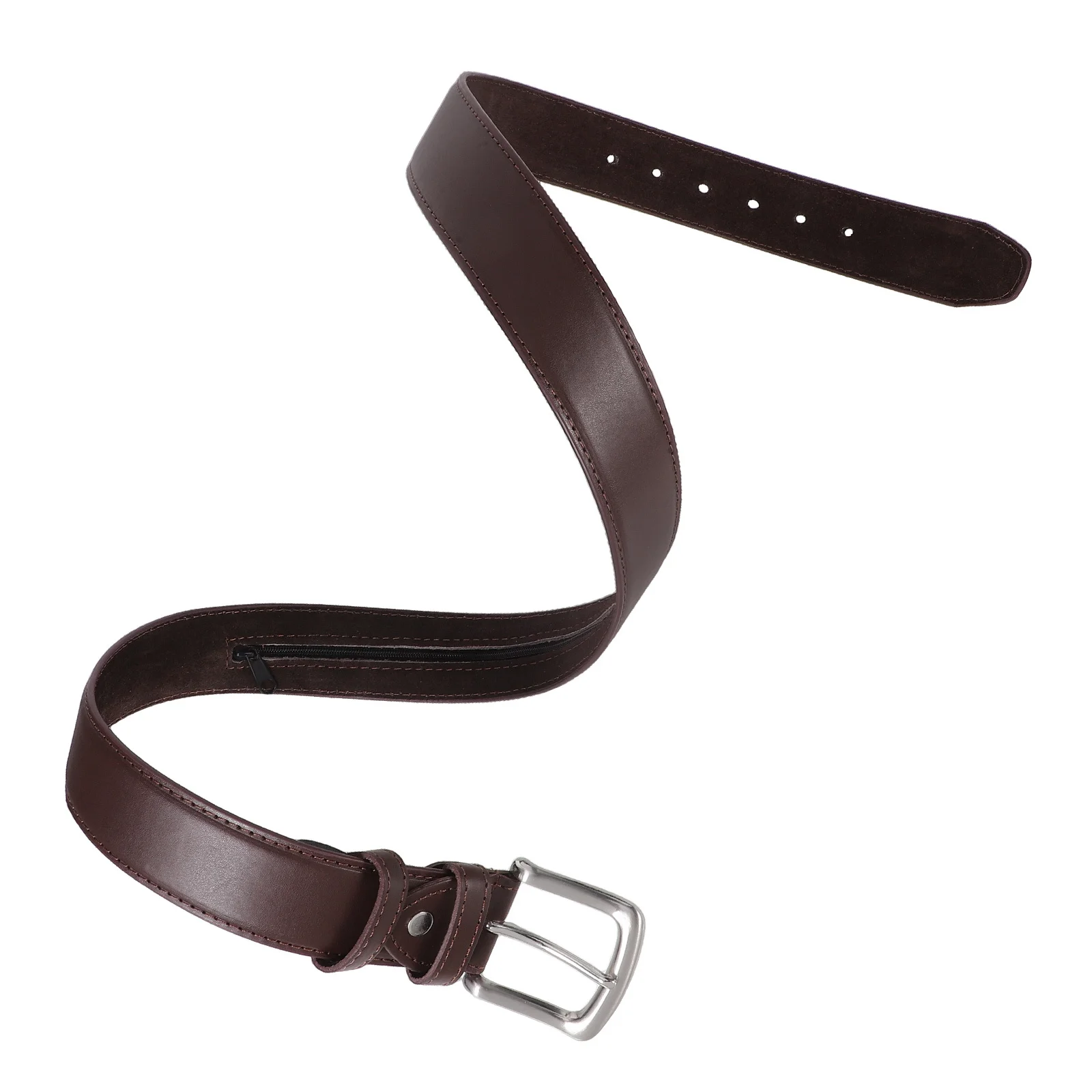 

Pu Wallet For Men Brown Adjustable Hidden Zipper Pocket Travel Anti-Theft Waistband Money Pouch Hidden Money Belt Belt
