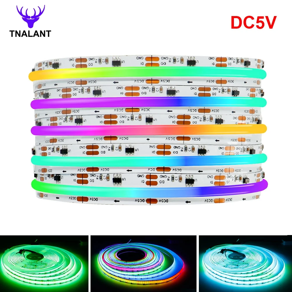 WS2811 Addressable COB LED Light Strip DC5V WS2812B 720Leds/m High Density Flexible Dream Color 10mm FCOB COB Lights Tape