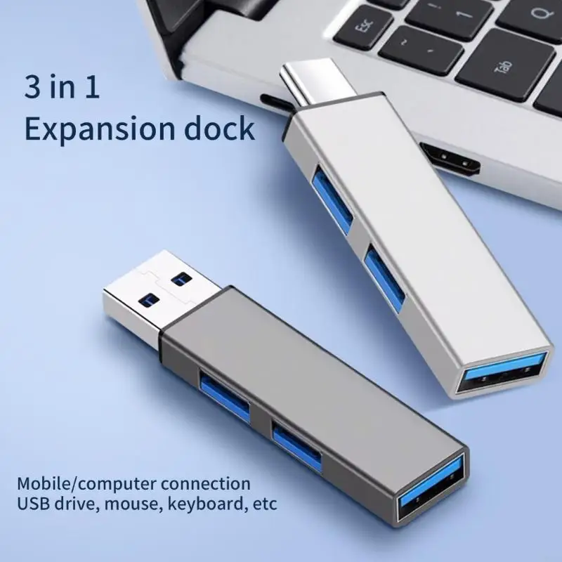 USB 3.0 3 포트 USB 허브 2.0 멀티 타입-C 울트라 슬림 분배기 허브 전원 어댑터 다중 확장기 USB 3.0 2.0 허브 PC Xiaomi