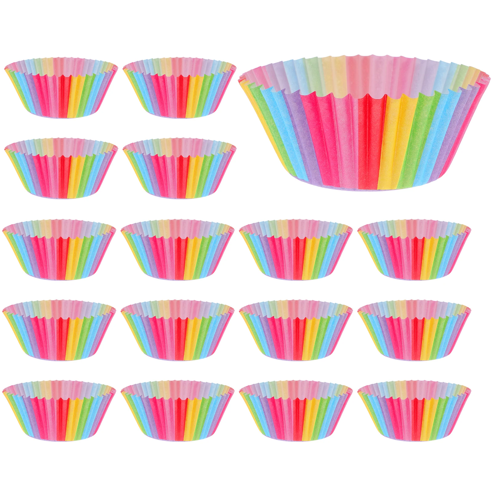 

200 Pcs Rainbow Cupcake Baking Cases Paper Muffin Liners for Parties Weddings Tea Baby Showers Cake Wrapper Boxes