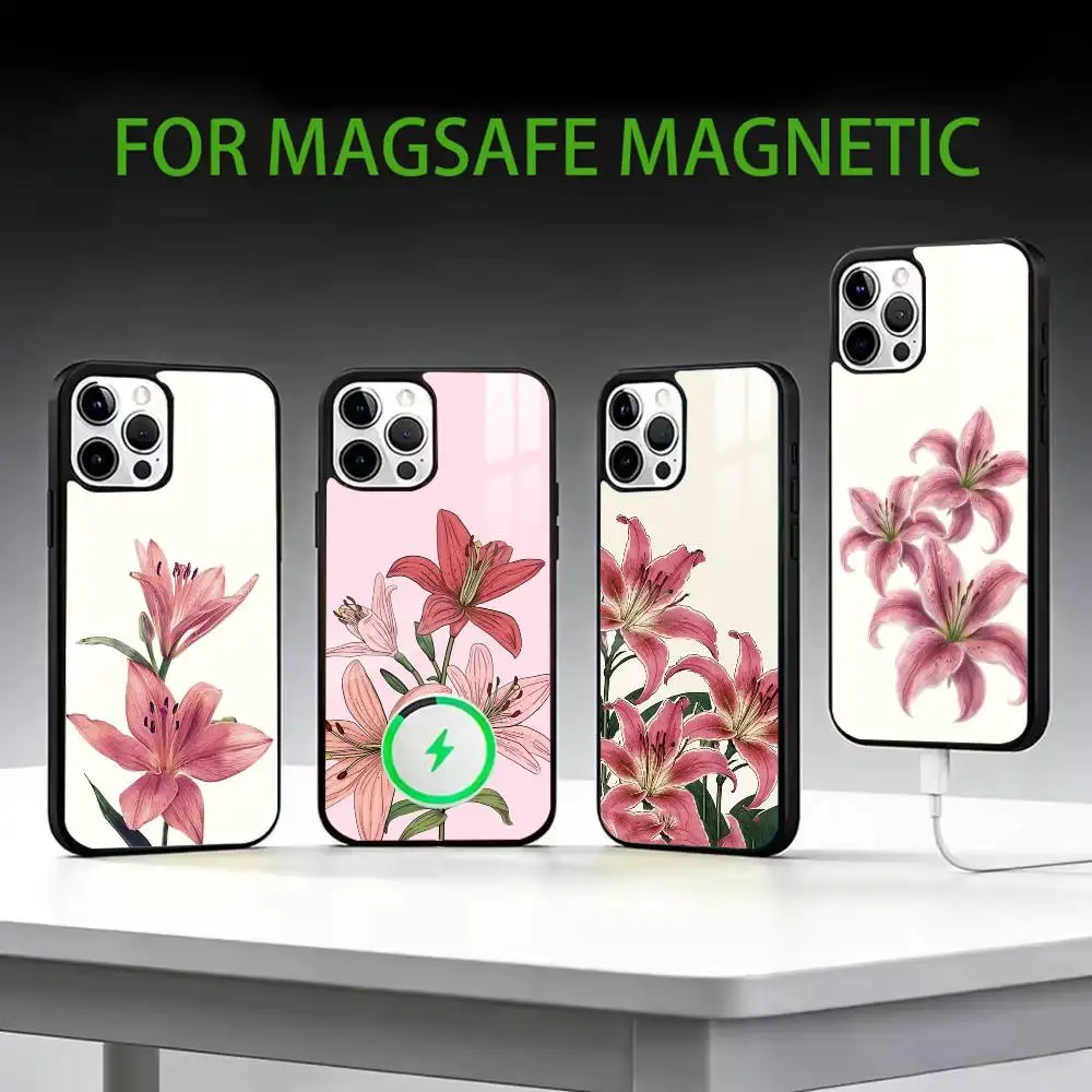 

lily Phone Case For iPhone17,16,15,14,13,12,11 Plus,Pro Max Magnetic For Magsafe Wireless Charging