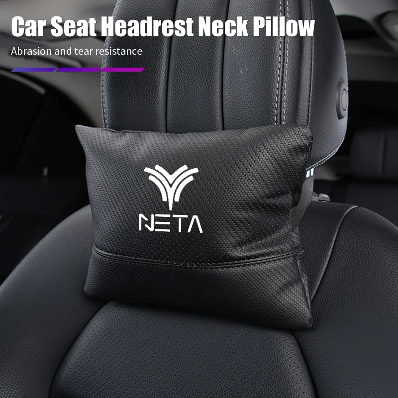 Leather Car Seat Headrest Pillow Neck Cushion Perforated Breathable Pillow For NETA Luxgen Ora Exeed Iveco VGV