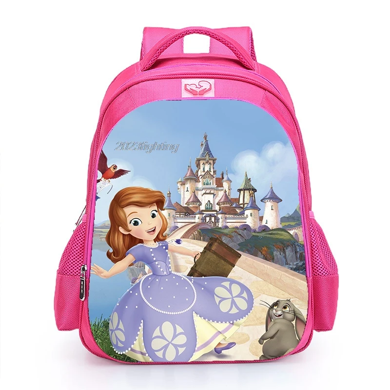 Mochila Ortopédica para Crianças, Princess sofia Cartoon School Bags para Crianças, Meninos e Meninas, 16"