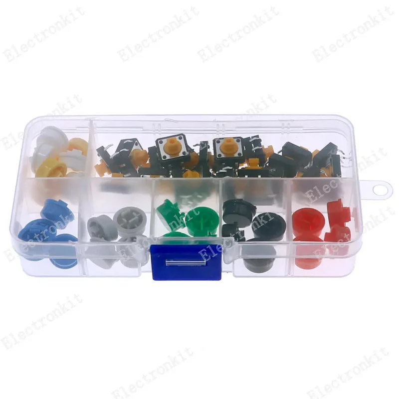 56pcs/lot push button switch tact & cap assorted kit 12x12x7.3mm caps assorted kit