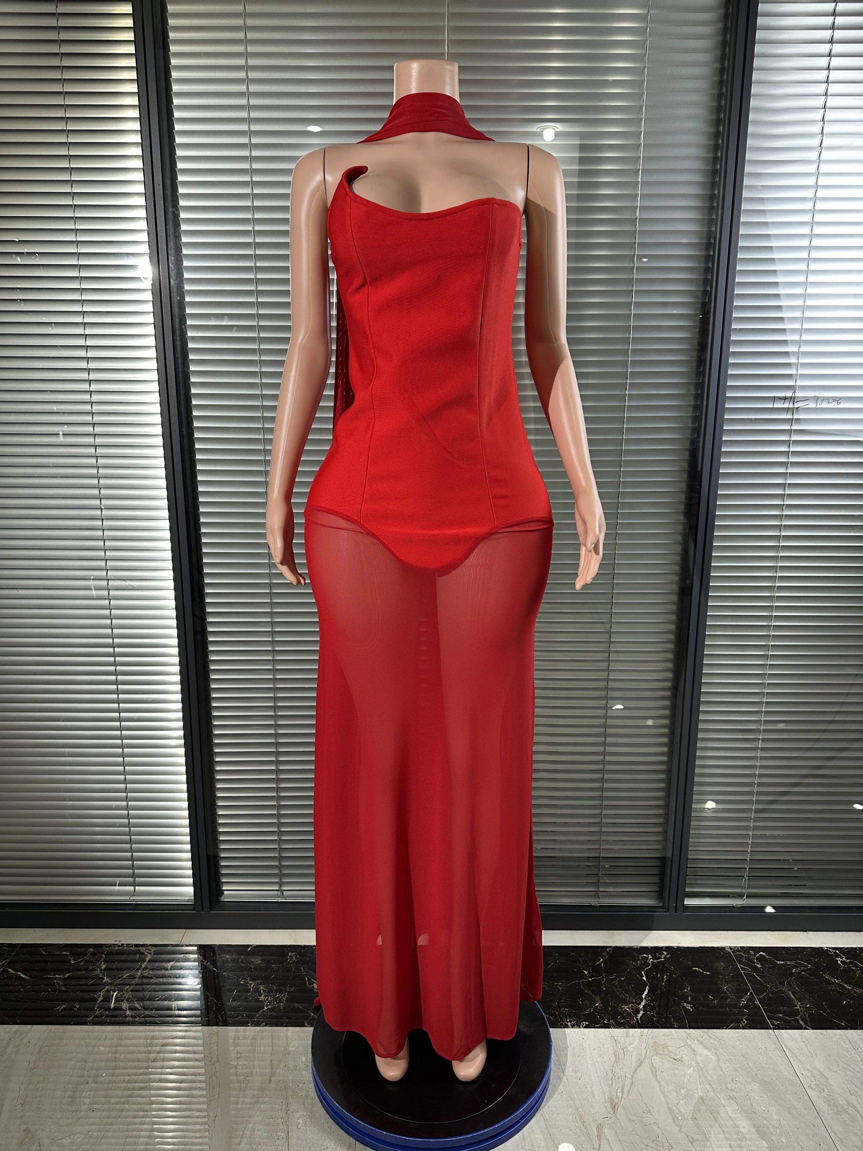 

Гламурное длинное бандажное платье без бретелек, черное сетчатое лоскутное элегантное женское черное вечернее платье для послеобеденного чая