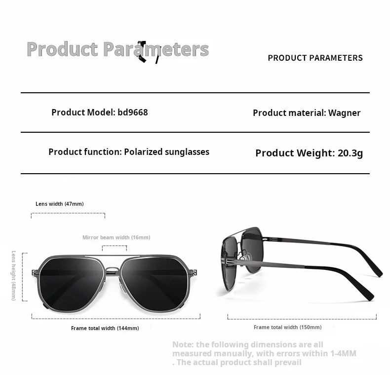 YIMARUILI Herren- und Damenmode Pilot Polarisierte Sonnenbrille Retro UV400 Schraubenloses Design Optische Brillen mit Sehstärke BD96 – Detail 6