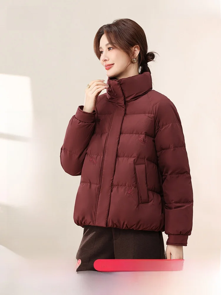 

Snowy Flight 2026 Autumn New Mommy Sle Women's ort Warm Stand Collar down Jaet Faionable Slimming Large Size