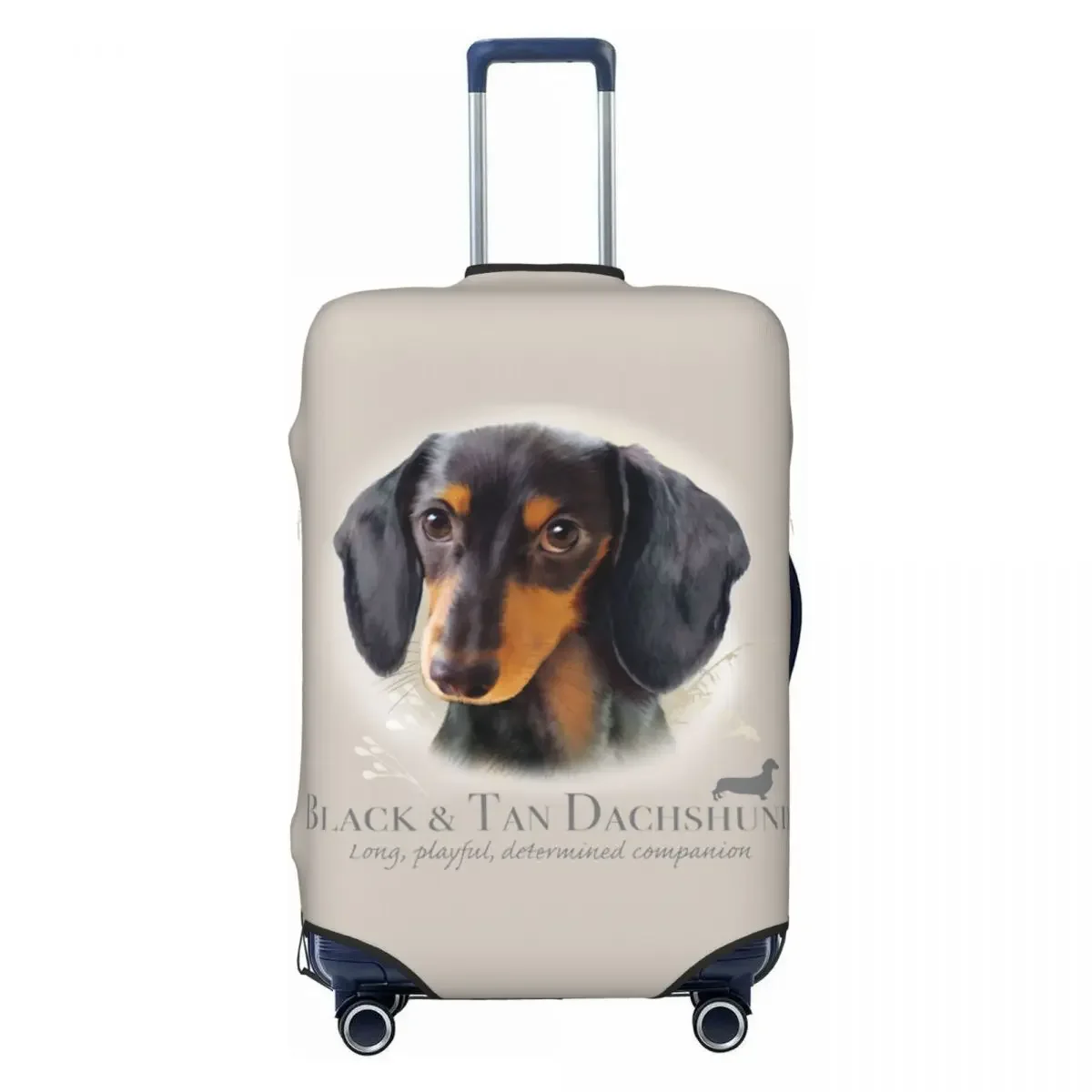 Custom Black Tan Dachshund Suitcase Cover Dust Proof Pet Animal Dog Travel Luggage Covers for 18-32 inch