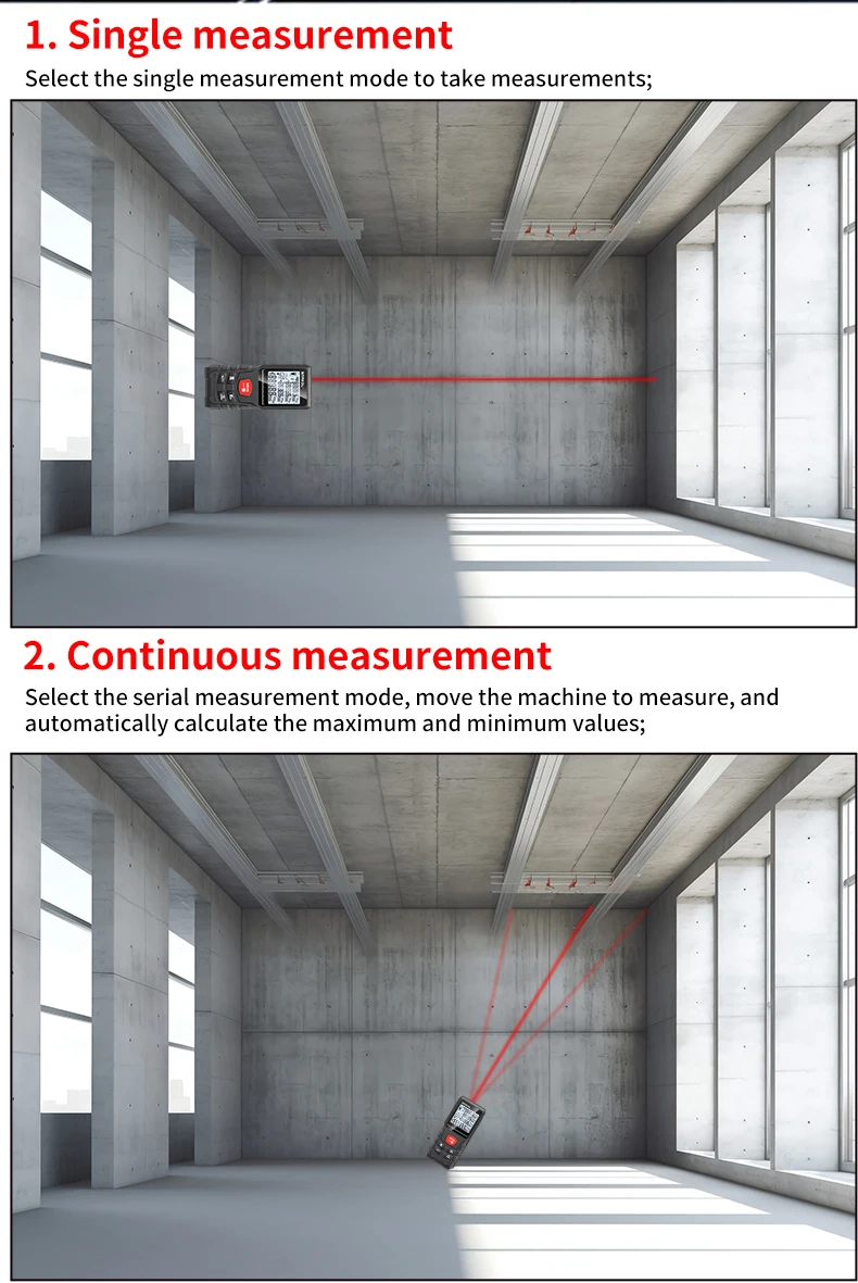 SNAKOL SK-120 Laser-Entfernungsmesser, 50/70/100/120 m hochpräziser Entfernungsmesser, IP54 wasserdichtes digitales Messwerkzeug – Detail 19