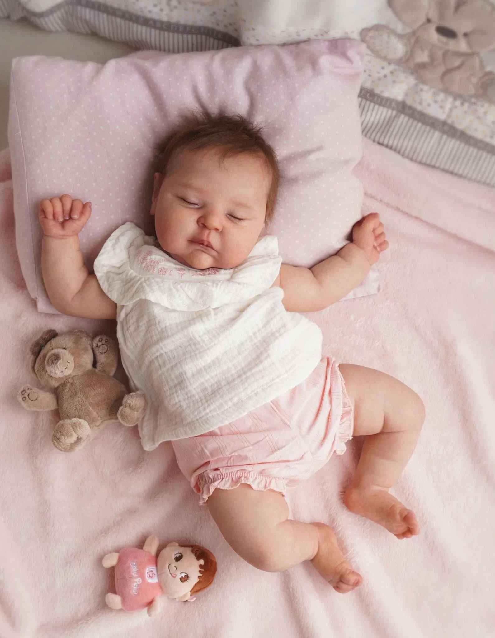 

NPK 49CM Reborn Baby Girl Soft Body Peaches Doll with 3D Skin Multiple Layers Painting with Visible Veins Soft Touch Doll