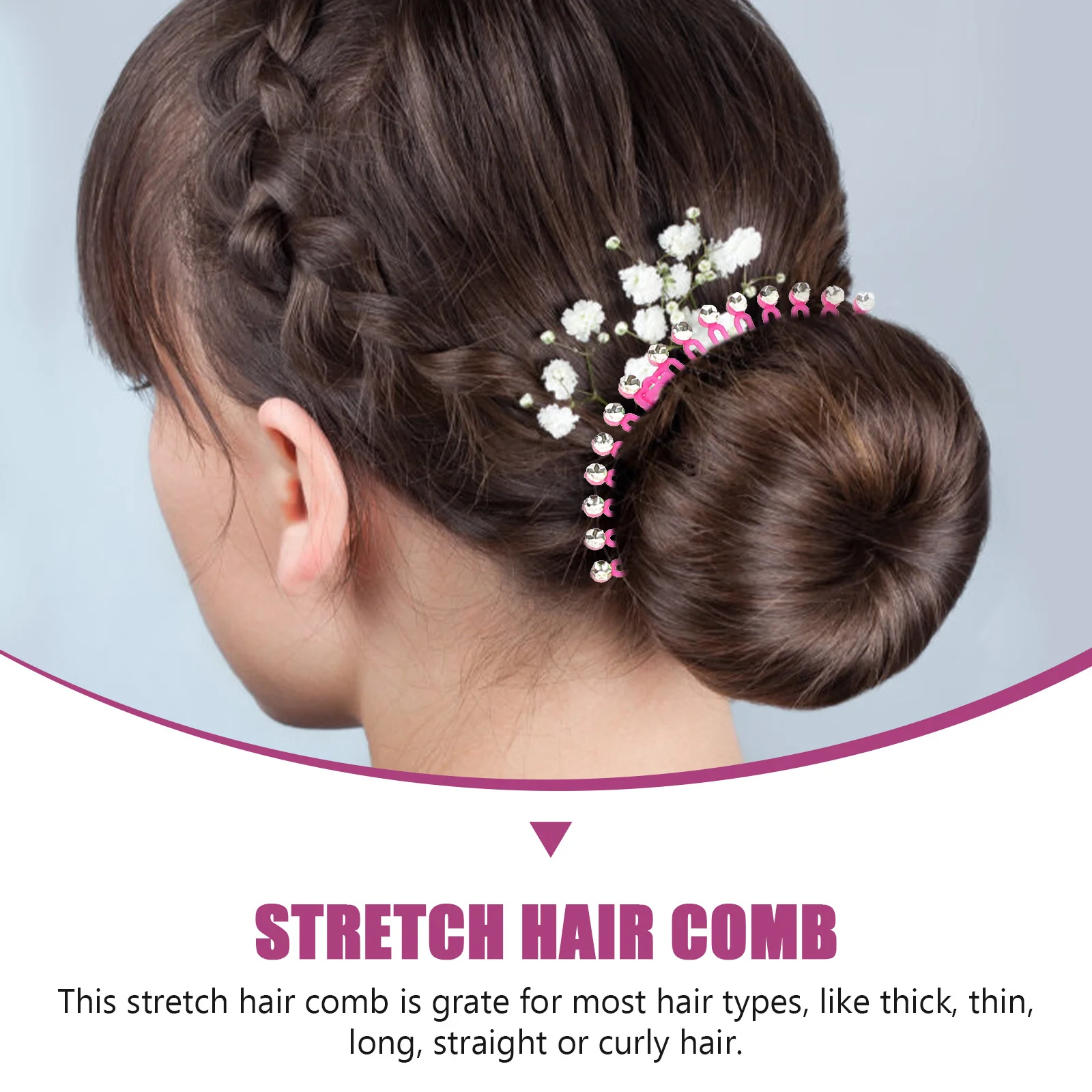 

12pcs Stretch Hair Comb Headband Flexible Circle Comb For Thick Thin Curly Hair Wrap Holder Full Circular Combs