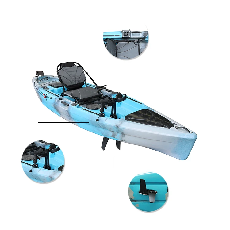 

11FT Single Person Pedal Drive Sea Kayak for Fishing LLDPE Hull Material with Flap for Rivers