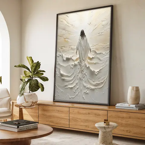 Christian Religion Holy Faith Jesus Walking on Water Art Poster Print Jesus Hugs Woman Canvas Painting Living Room Home Decor