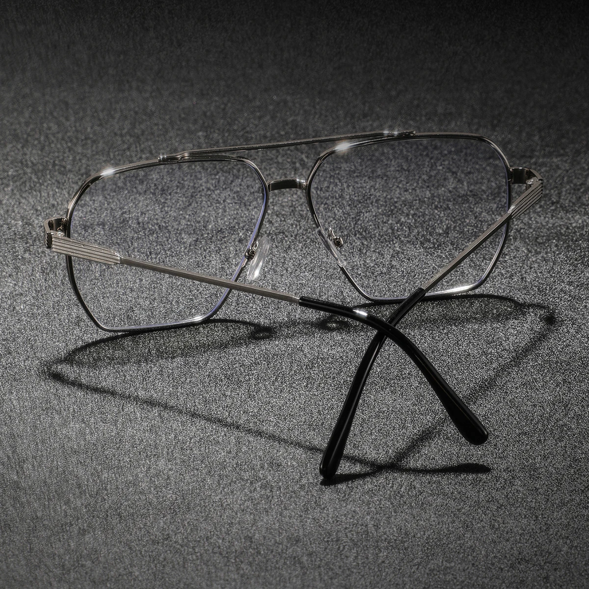 1. メンズ用、シルバーの金属製フルフレーム、ダブルブリッジ - Men'S Fashion Non Prescription Glasses のレビューと価格