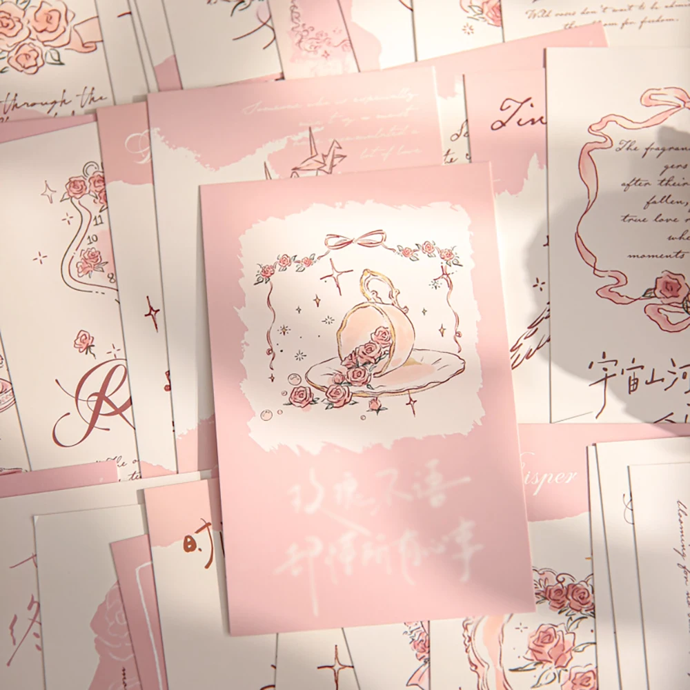 

Retro postcards, Rose Heart Series, High Beauty Wishing Rose Theme Student Reading Decoration Writing Cards