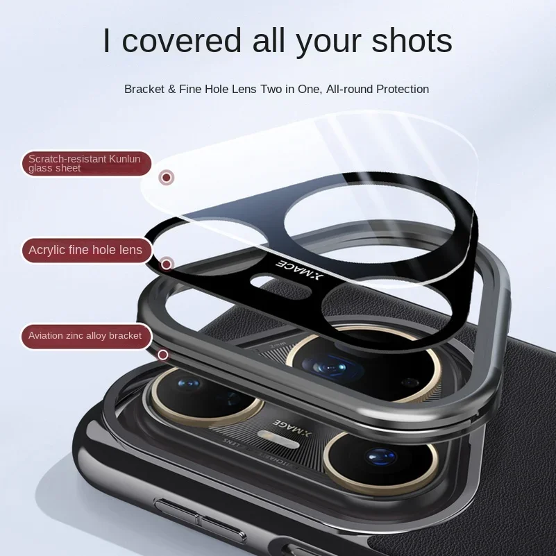 حامل كاميرا معدني جلد عادي يحمي حافظة هاتف لهاتف هواوي بورا 80 الترا بورا 80 برو + بورا 80 برو غطاء خلفي رفيع فاخر