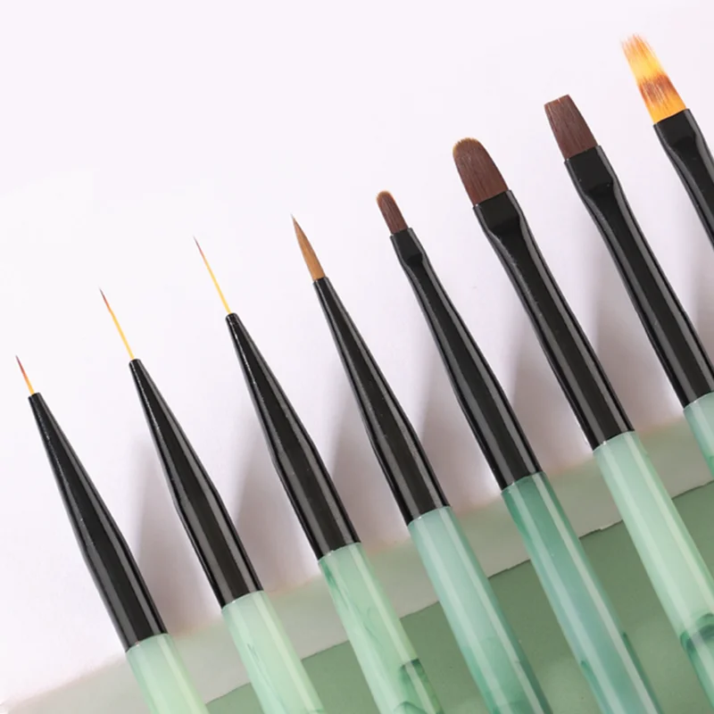 

Набор из 1/8 зеленых акриловых ручек-кистей для нейл-арта: ручка для окрашивания, круглая ручка для светотерапии, ручка-хало, ручка для рисования на ногтях, ручка-цветок