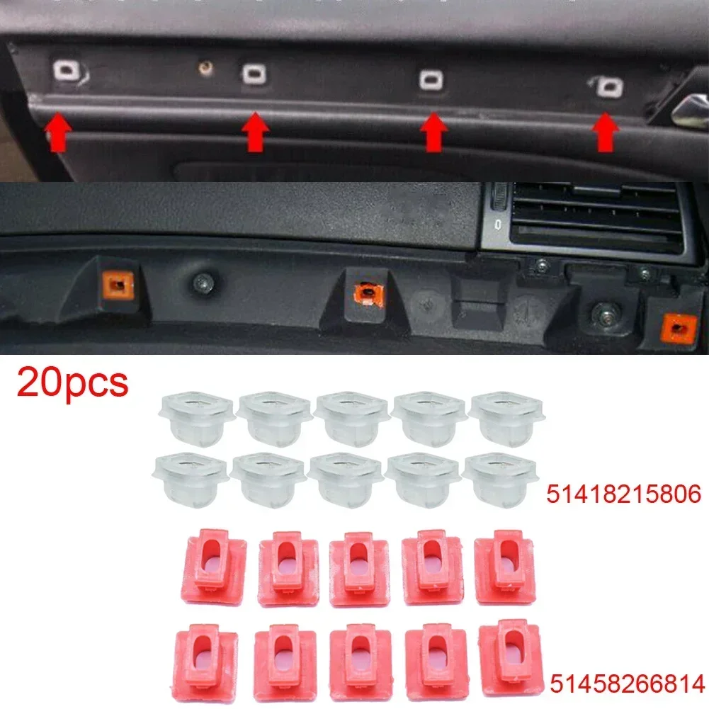 20pcs/Set Car Door Dash Trim Moulding Clips Inner Clamps Interior Accessories For BMW 3 Series E46 E90 E91 E92 E93 E53