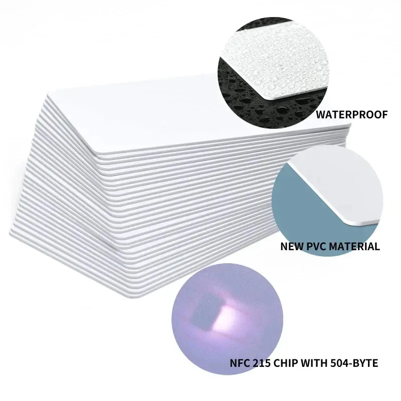 10-100 Pcs NFC 215 Cards 13.56MHz ISO14443A Ultralight Chip 504 Bytes Rewritable for Android NFC-Enabled Phones