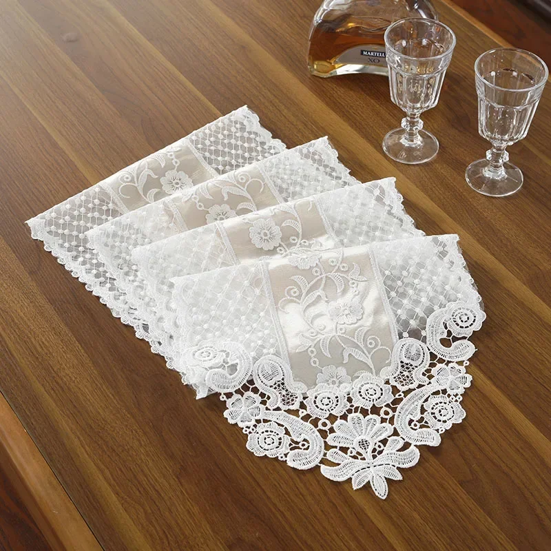 Dining Table Runner Tablecloth Beige Runners Wedding Party Flower Europe Embroidered Flag Lace Coffee Cabinet Home Decoration