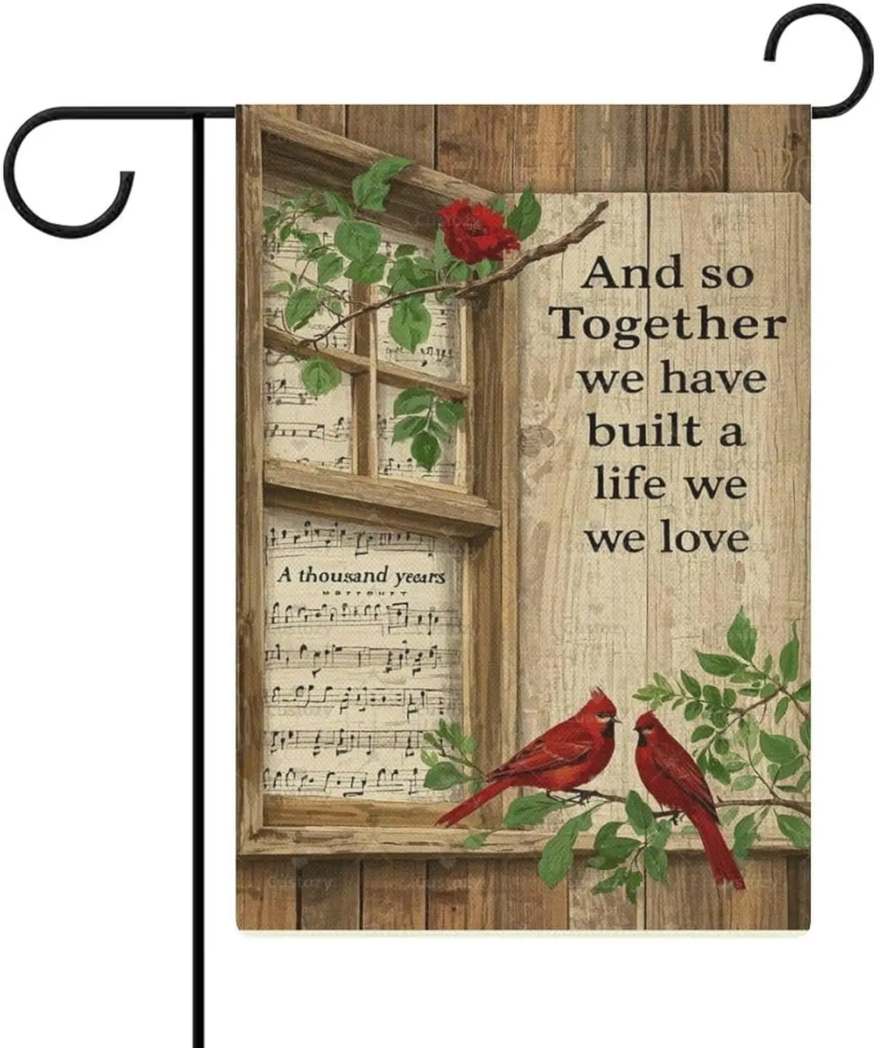 Garden Flag u201cAnd So Together We Have Built A Life Love u201d Double Sided 12x18 In Small Burlap Seasonal Yard Decoration EEZ