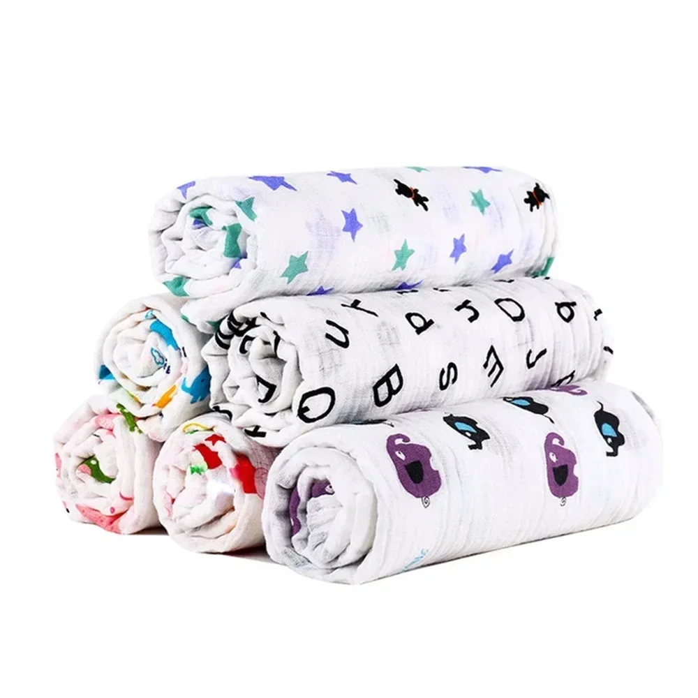 

2024 New Baby Comforter Quilt Newborn Soft Swaddle Blanket Muslin Cotton Cloth Bath-Towel Children Cartoon Gauze Wrap Sleepsack