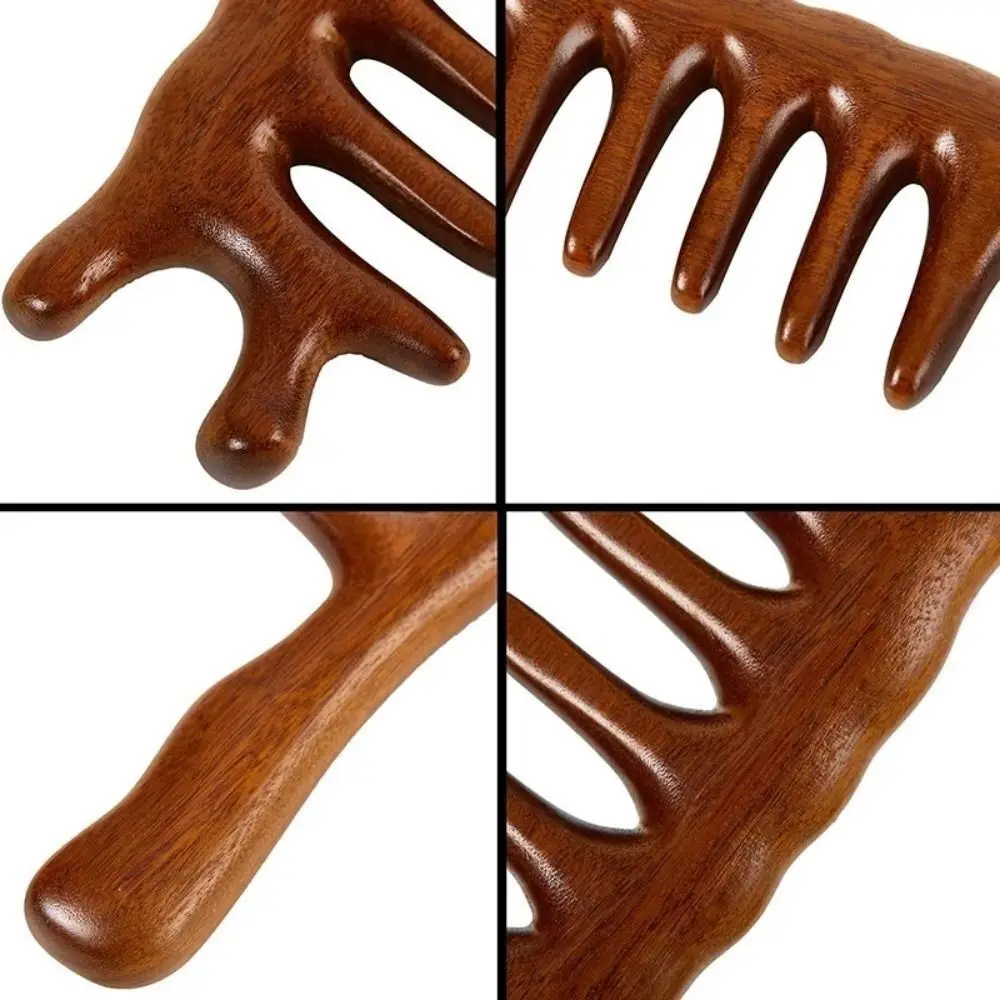 Durable Wood Large Tooth Curling Comb Wide Tooth Anti-static Head Meridian Comb Blood Circulation Head Massage Comb