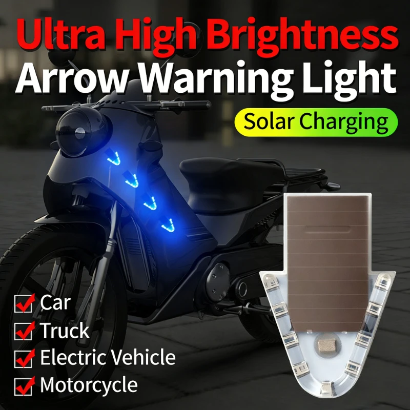 Solar Arrow Warning Light, Anti Rear-End Strobe Light Super Bright Safety Flashing Light for Electric Vehicles & Motorcycles