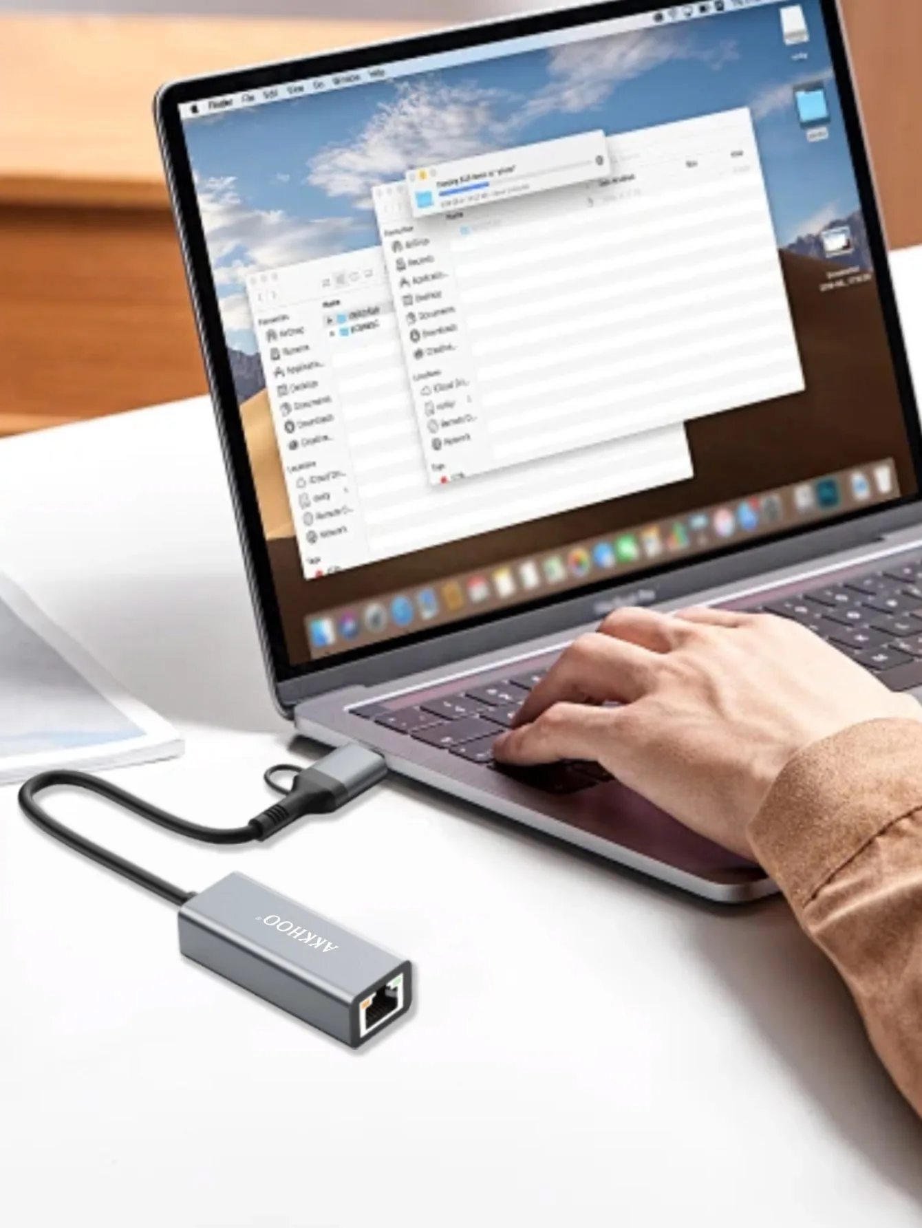ตัวแปลงการ์ดเครือข่ายแบบสองหัว USB/TYPE-C แบบสองในหนึ่งเดียว, อะแดปเตอร์ Rj45, การ์ดเครือข่ายที่ไม่ต้องใช้ไดรเวอร์ เหมาะสำหรับคอมพิวเตอร์เดสก์ท็อป