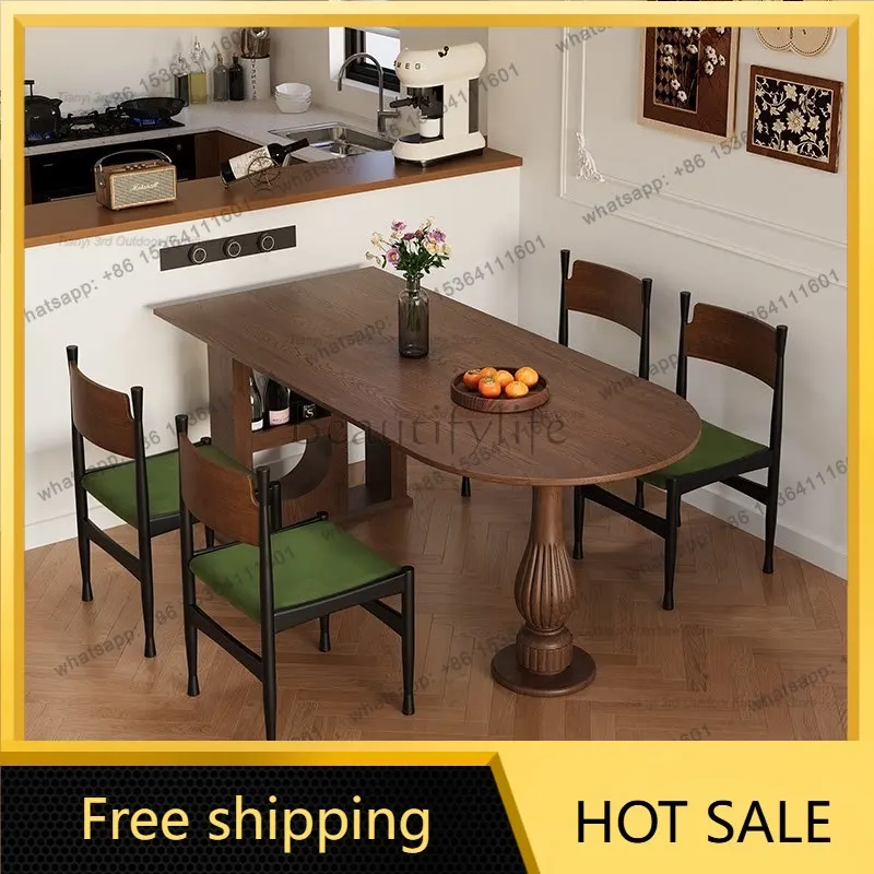 zj.French Retro Solid Wood Semicircular Dining Tables French Designer Living Room Dining Table Dining Room Furniture Mesas FYDT