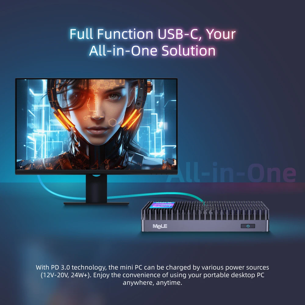 MeLE Fanless Mini PC N150 8GB DDR4 128GB,Industrial Grade Micro Computer Cyber X1,Dual HDMI,4K Display,USB 3.2,USB C,WiFi5 BT5.1