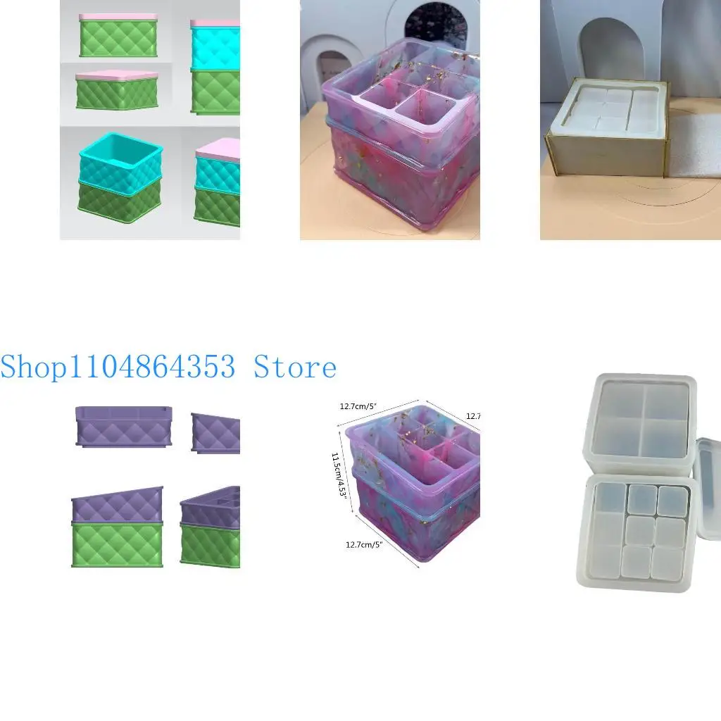 

652F Crystal Epoxy Silicone Mould Lipstick Jewelry Box Mold Stackable Resin Molds