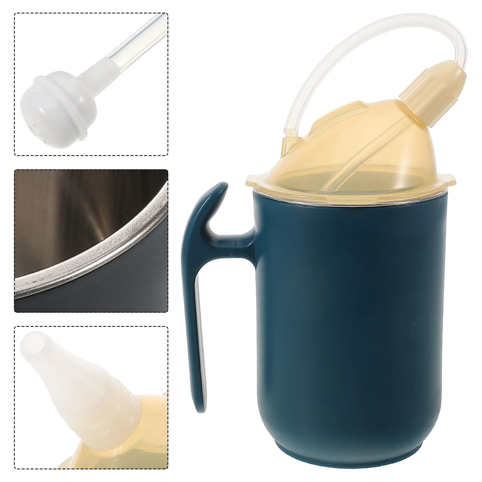 

Elderly Care Cup Mugs Drinking for Disabled Anti-spill Regulating Senior Sippy Stainless Steel Nursing Feeding with Lid