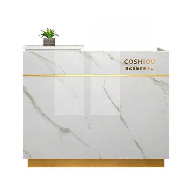 & Luxury European Reception Desk Compact Front Desk Counter for Beauty Salon Nail Salon Clothing Store Service Bar Counter Offic