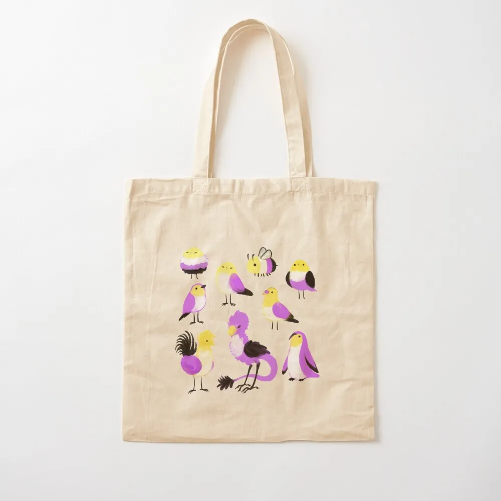 

nonbinary birds and a bee Tote Bag Women's handbag Women's bags bags for women Canvas Tote Bag