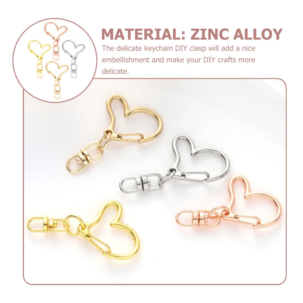 40 Stück Herz-Schlüsselanhänger-Verschlüsse aus Metall, Karabinerverschnallen, DIY-Schmuckherstellungsteile, Verbindungsschnallen für Schlüsselanhänger, Zubehör