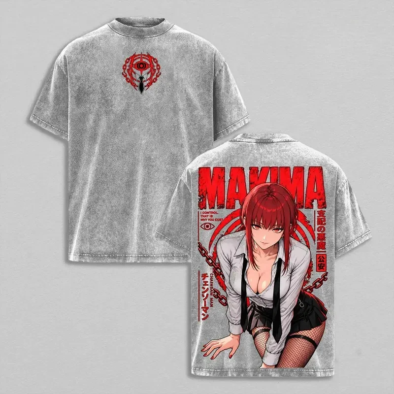 3D Full Print Anime Girl Back Print T-shirt Unisex Short Sleeve Tee, Retro Japanese Manga Streetwear Top for Men Women Harajuku