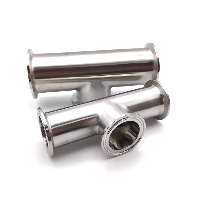 OD38mm 51mm 304 Stainless Steel Sanitary Low Neck Three-way Pipe Fittings Ferrule 50.5mm 64mm T Type Three Clip 3-way Self-made