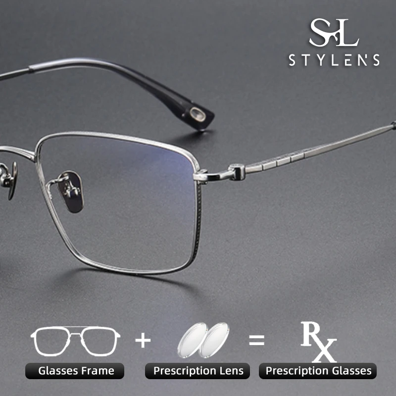 

STYLENS New Pure Titanium Wire Edge Half Frame Glasses Men Anti Blue Light Progressive Glasses Optical Prescription Glasses80921