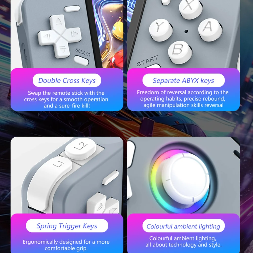 리볼닉 XF40H 게임 콘솔 4.0인치 OCA 스크린 RK3326 WiFi 30+ 시뮬레이터 18000+ 게임 레트로 비디오 게임 콘솔 4000mAh 배터리