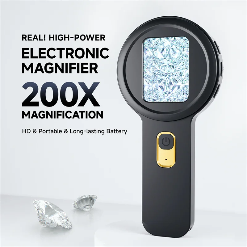 Handheld HD Digital Microscope Camera 200X Magnification Science Experiment Phone Repair PCB Soldering Video Cam Magnifier Glass