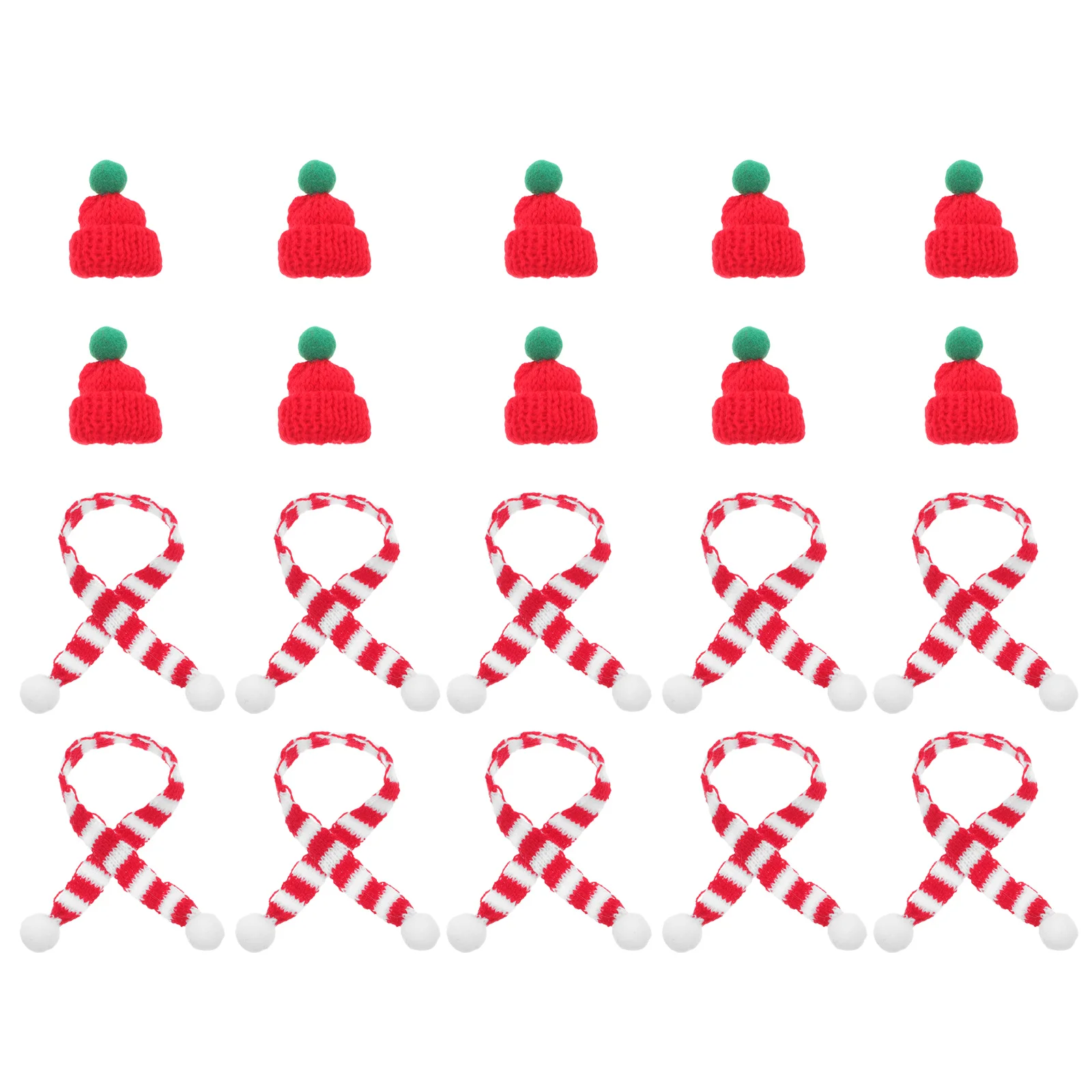 

20Pcs Mini Christmas Knit Hats Scarf Set Soft Hand Knitted Xmas Hat Scarf Perfect for DIY Craft Ornaments Decoration