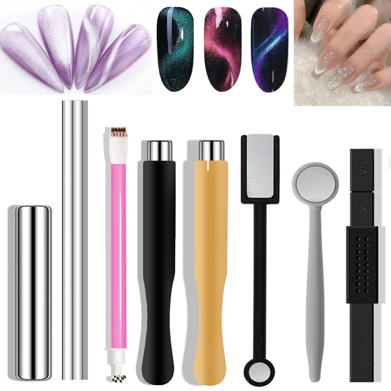 10pcs Nail Art Magnet Stick Kit 9D Cat Magnetic Gel Nail Gel Polish Line Strip Effect Strong Magnetic Pen Tool Set Cat Magnet