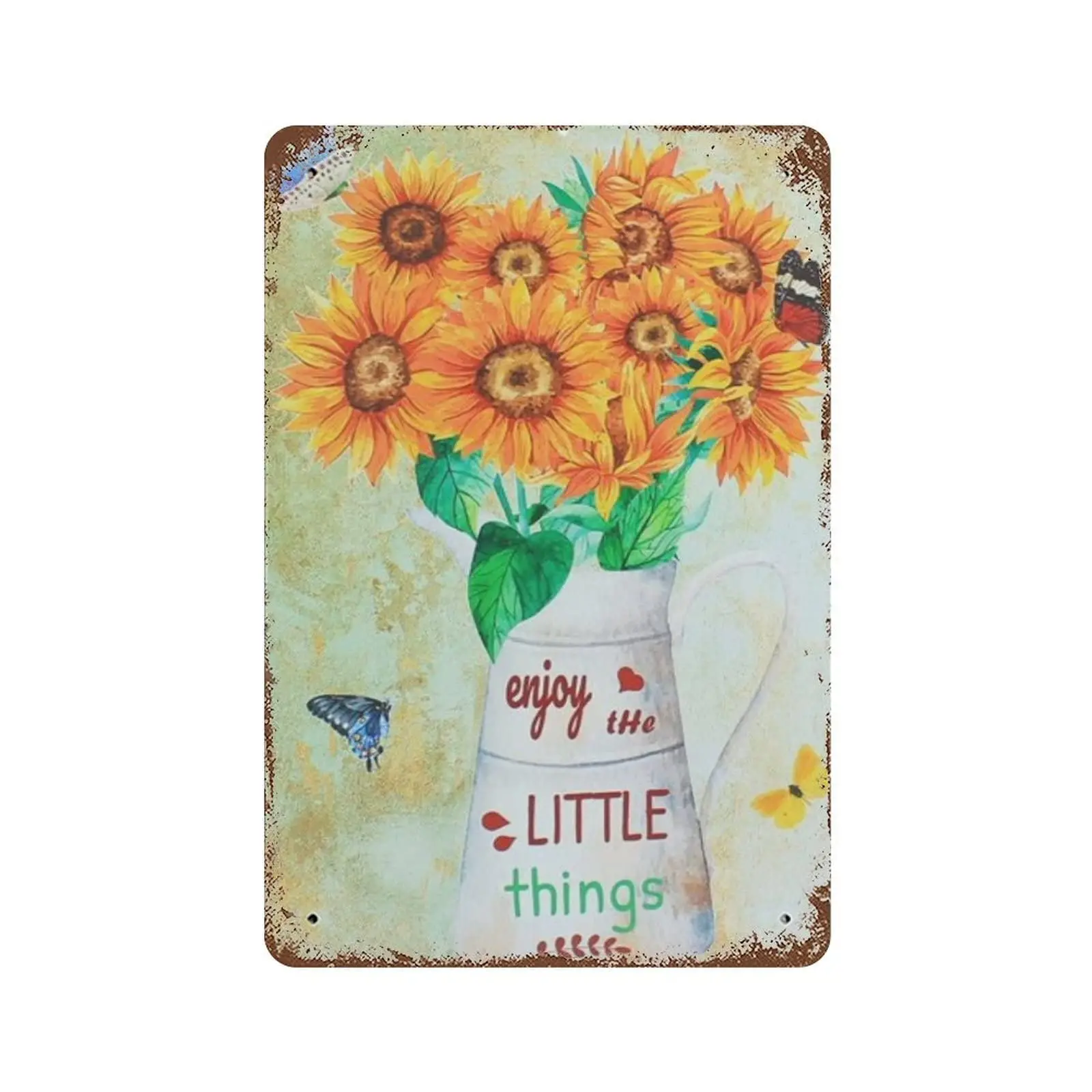 Enjoy the Little Things Slogan Sign Sunflower Vintage Metal Tin Sign Love Flower Unique Accessory Poster Plaque Vintage Gar sign